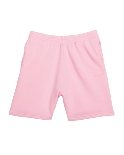 Shop Balenciaga Kid's Logo Cotton Pull-on Shorts In Baby Pinkpink