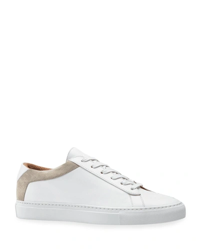 Shop Koio Capri Mixed Leather Low-top Sneakers In Bianco