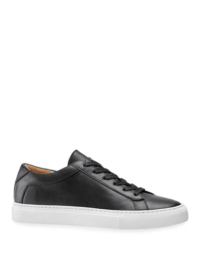 Shop Koio Capri Mixed Leather Low-top Sneakers In Onyx