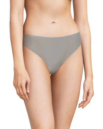 Shop Chantelle Soft Stretch Microfiber Thong In Grey Sky