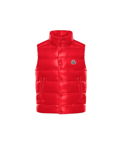 Shop Moncler Boy's Tib Logo Quilted Vest In 455 Red