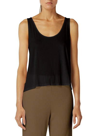 Shop Enza Costa Scoop-neck Viscose Jersey Tank Top In Black