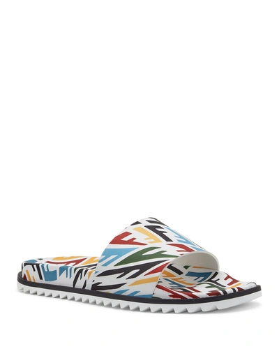 Shop Fendi Men's Multicolor Ff Vertigo Slide Sandals In Ultrawhite Multic