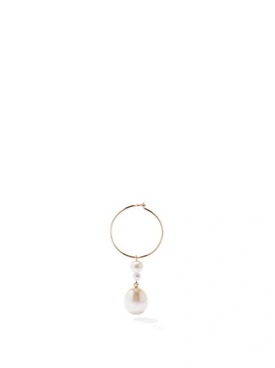 Sophie Bille Brahe L'eau 14-karat Gold Pearl Single Hoop Earring | ModeSens