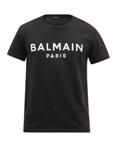 Balmain Metallic Logo-print Cotton T-shirt In Black | ModeSens