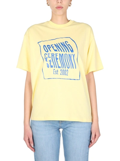 Shop Opening Ceremony Warped Logo Printed T In Yellow