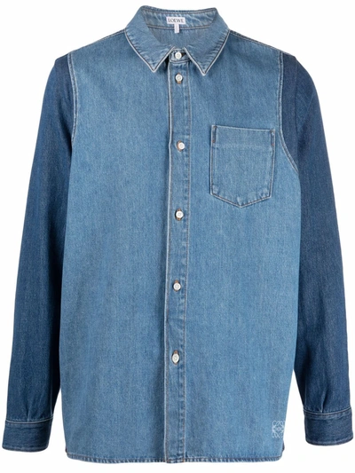 Shop Loewe Long-sleeve Denim Shirt In Blau
