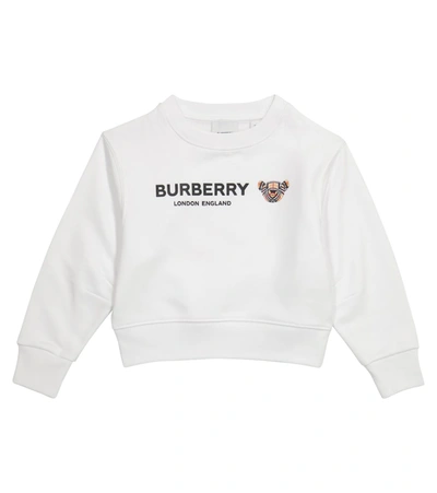 Shop Burberry Logo Cotton Sweatshirt In 白色