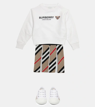 Shop Burberry Logo Cotton Sweatshirt In 白色