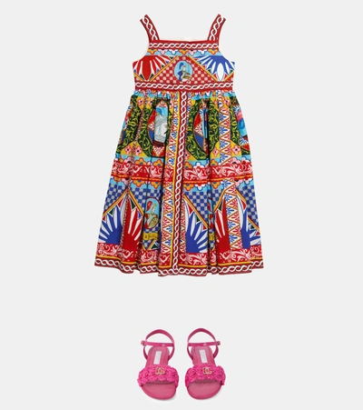 Shop Dolce & Gabbana Printed Cotton Dress In 彩色