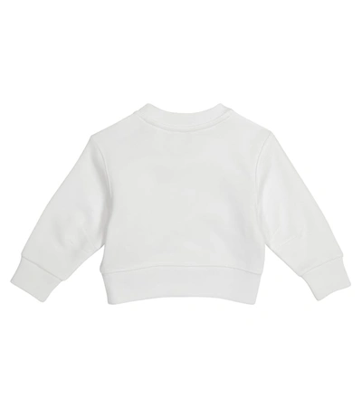 Shop Burberry Baby Logo Cotton Sweatshirt In White