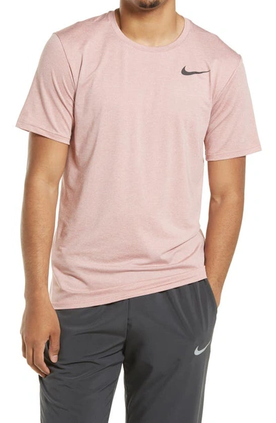 Shop Nike Dri-fit Static Training T-shirt In Rust Pink/ Platinum Violet