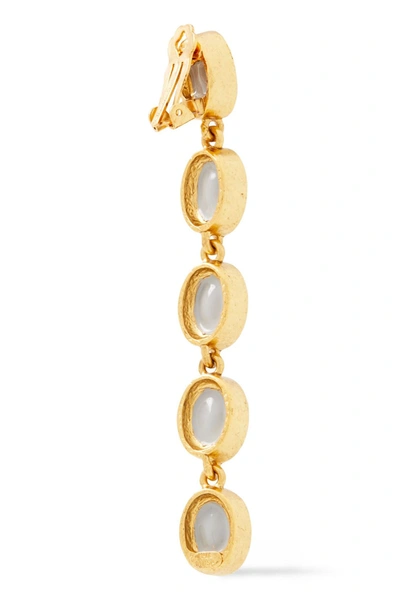 Shop Oscar De La Renta Gold-tone Crystal Clip Earrings In Brown