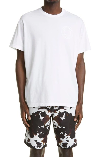 Shop Burberry Ronin Logo Embroidered Oversize Organic Cotton T-shirt In White