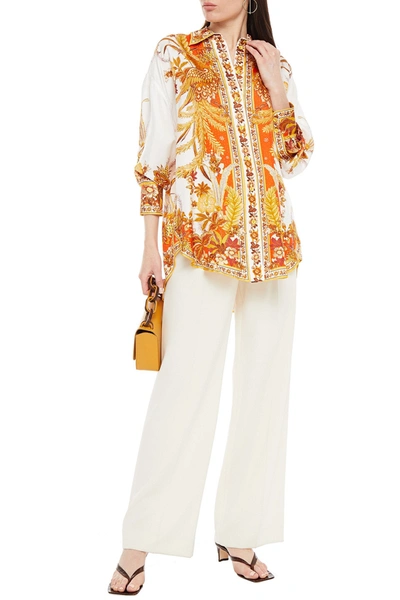 Shop Zimmermann Brightside Placement Printed Silk-twill Shirt In Orange