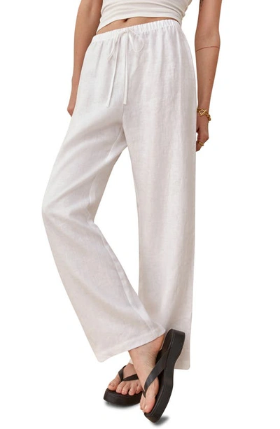 Shop Reformation Olina Tie Waist Pants In White