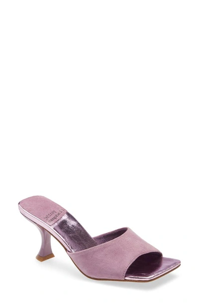 Shop Jeffrey Campbell Mr-big Slide Sandal In Lilac Suede/ Lilac Metallic