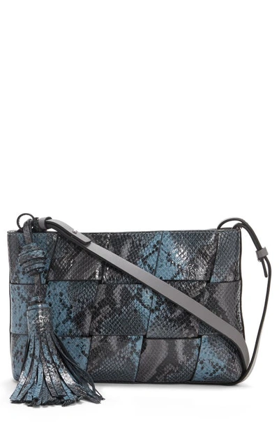 Shop Vince Camuto Josy Woven Leather Crossbody Bag In Blue Multi