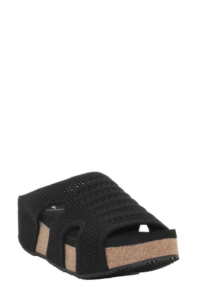 Shop Volatile Covey Platform Wedge Slide Sandal In Black Fabric