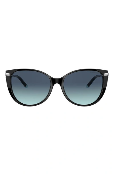 Shop Tiffany & Co . 57mm Gradient Cat Eye Sunglasses In Black