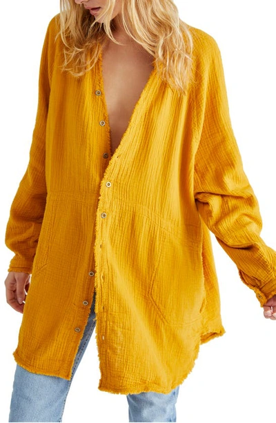 Shop Free People Summer Daydream Button Shirt In Yellow
