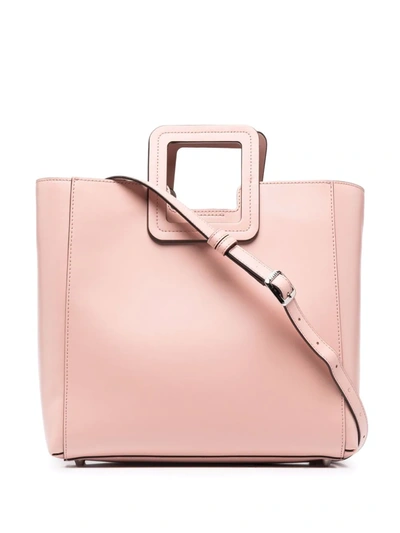 Shop Staud Shirley Square Leather Tote Bag In Pink