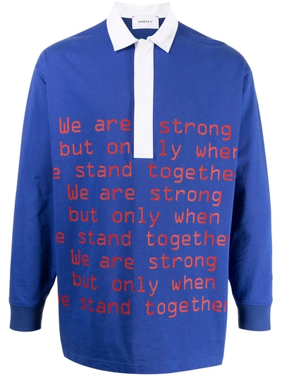 Shop Ports V Slogan-print Polo Shirt In Blau