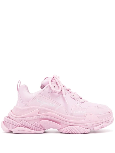 Balenciaga Triple S Logo-embroidered Distressed Leather, Nubuck And Mesh  Sneakers In Pink Faded | ModeSens