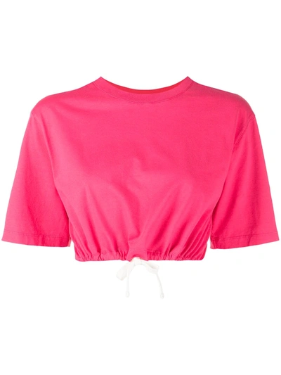 Shop Les Girls Les Boys Cropped Cotton Jersey T-shirt In Rosa