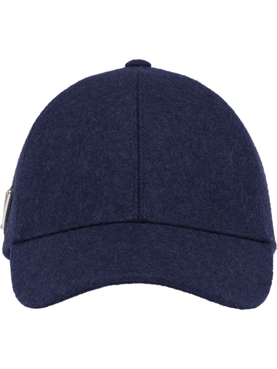 Shop Prada Logo Plaque Cap In Blau