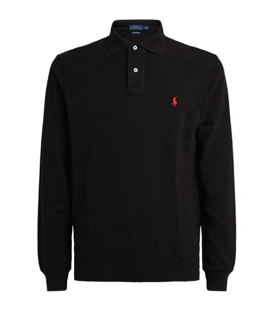Shop Polo Ralph Lauren Polo Pony Long-sleeved Polo Shirt In Black
