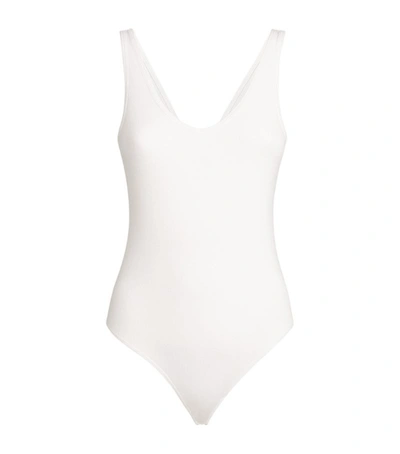 Shop Atm Anthony Thomas Melillo Ribbed V-neck Bodysuit In White