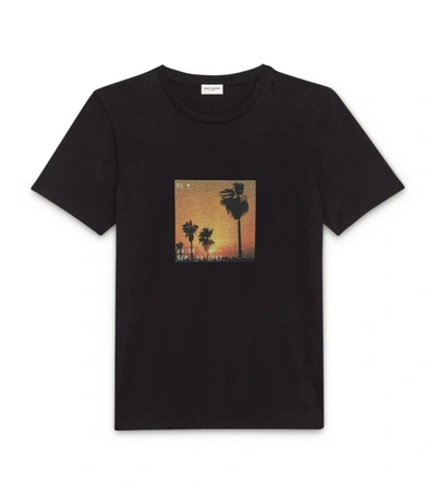 Shop Saint Laurent Palm Tree T-shirt In Black