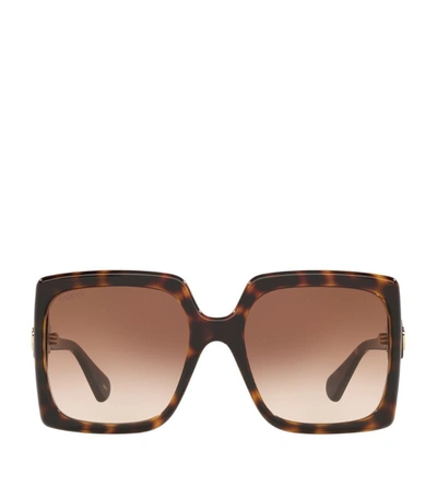 Shop Gucci Tortoiseshell Print Square Sunglasses In Brown