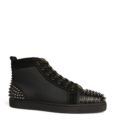 Shop Christian Louboutin Lou Spikes 2 Leather High-top Sneakers In Black