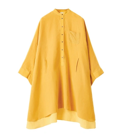 Shop Loewe Linen-silk Anagram Tunic Dress In Yellow