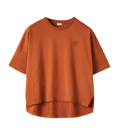 Shop Loewe Cotton Anagram Cropped T-shirt In Brown