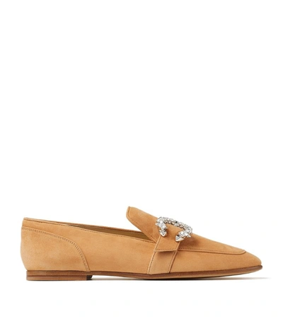 Shop Jimmy Choo Mani Leather Loafers In Brown
