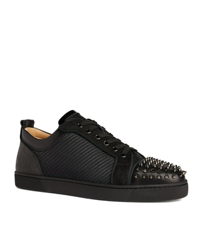 Shop Christian Louboutin Louis Junior Spikes Orlato Leather Sneakers In Black