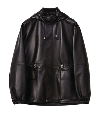 Shop Loewe Leather Hiking Jacket In Black