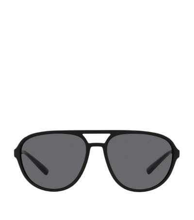 Shop Dolce & Gabbana Dg Pattern Pilot Sunglasses In Black