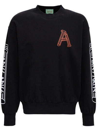 Shop Aries Jersey Sweatshirt With Print In Black