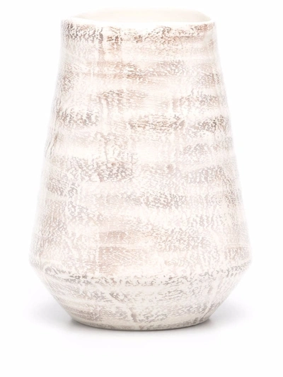 Shop Brunello Cucinelli Textured Ceramic Vase (15cm) In Neutrals