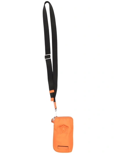 Shop Versace Medusa Head Phone Pouch In Orange