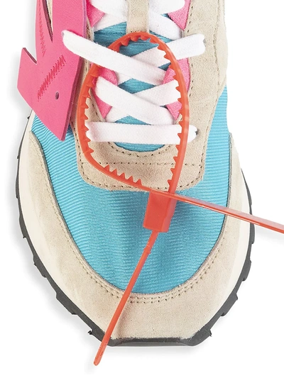 Shop Off-white Women's Hg Runner Mixed-media Suede Sneakers In White Fuschia