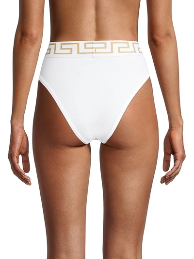 Versace White Greca-waistband Briefs In White