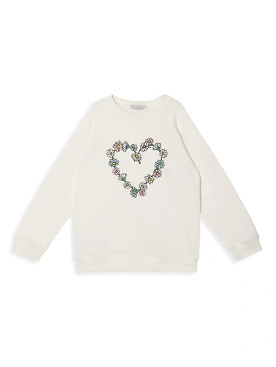 Shop Stella Mccartney Little Girl's & Girl's Daisy Chain Heart Sweatshirt In White