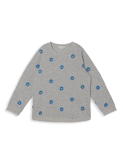 Shop Stella Mccartney Little Girl's & Girl's Daisy Embroidered Sweatshirt In Grey