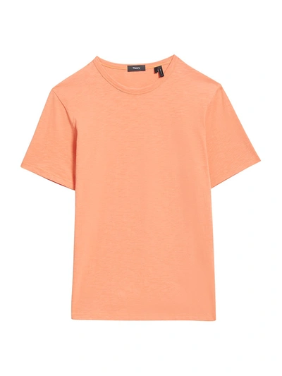 Shop Theory Essential Short-sleeve Cotton T-shirt In Vivid Coral