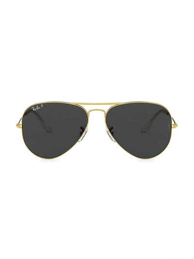 Shop Ray Ban Women's Rb3025 55mm Aviator Sunglasses In Black Gold